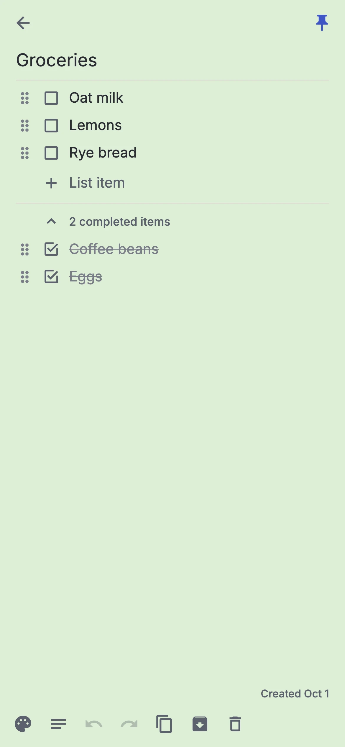A checklist open on a phone